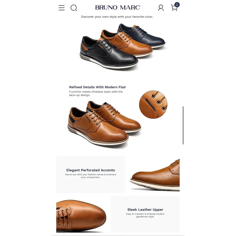 Bruno Marc Mens Modern Casual Oxford Shoes Brown Size 10.5W WIDE NEW